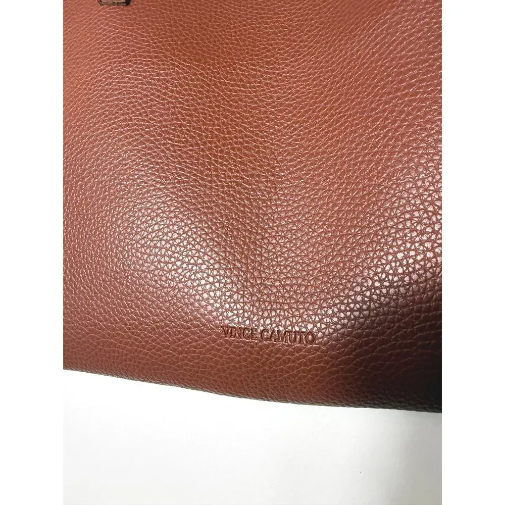 NWOT Vince Camuto 17x12 Brown Black Stripe Vegan Leather Luck Tote Laptop Bag